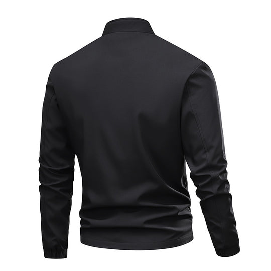 Herren Minimalistische Softshell-Bomberjacke mit Stehkragen, elastischen Bündchen & durchgehendem Reißverschluss Nord Taschen
