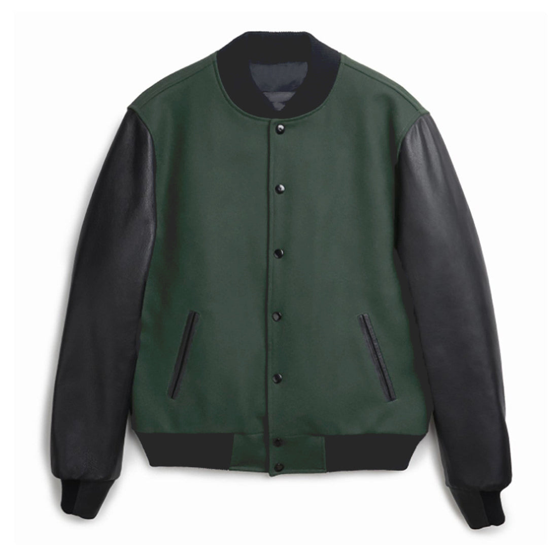 Herren College-Bomberjacke im Varsity-Stil mit Wollkörper und Lederärmeln Nord Taschen