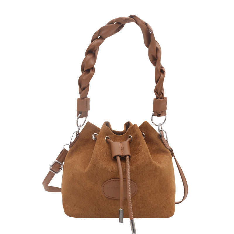 Damen Beuteltasche aus weichem Wildleder mit geflochtenem Design Nord Taschen