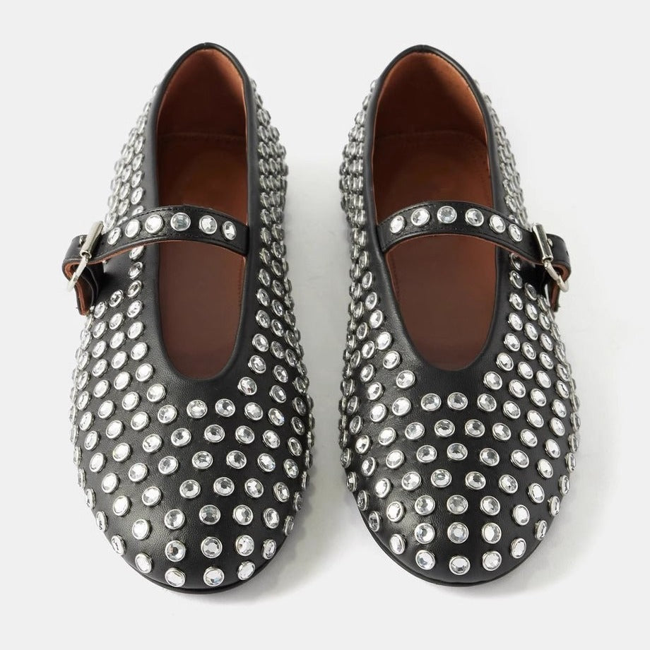 Damen Modische Ballerinas mit Strassverzierungen und komfortablem Fußbett