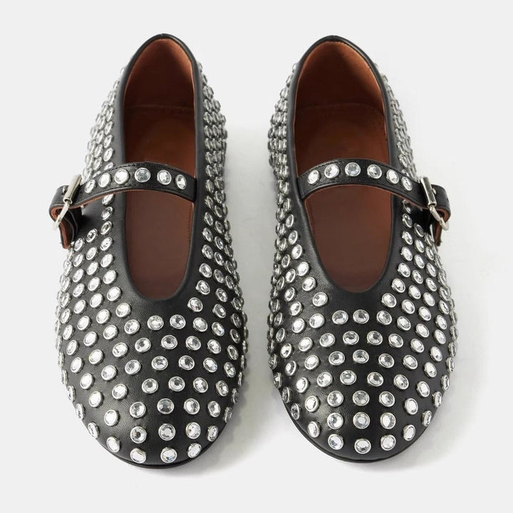 Damen Modische Ballerinas mit Strassverzierungen und komfortablem Fußbett
