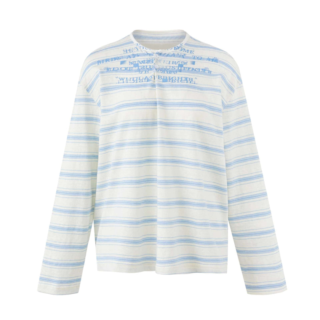 Damen Gestreiftes Langarm-Henleyshirt aus leichter Baumwollmischung Nord Taschen