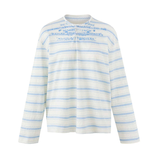 Damen Gestreiftes Langarm-Henleyshirt aus leichter Baumwollmischung Nord Taschen