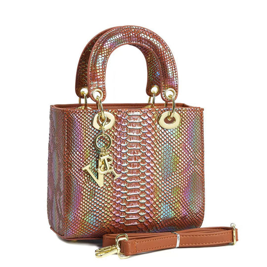 Damen elegante Mini-Handtasche im modernen Schlangenleder-Look mit abnehmbarem Tragegurt Nord Taschen
