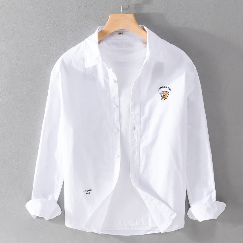 Herren Leichtes Baumwoll-Overshirt im Layering-Look mit Logostickerei und Kentkragen Nord Taschen