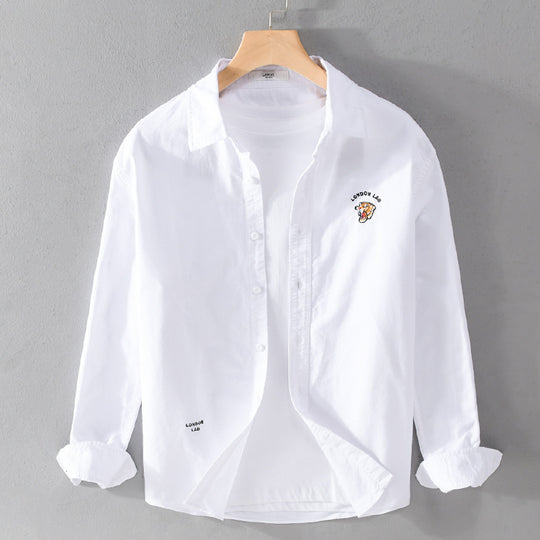 Herren Leichtes Baumwoll-Overshirt im Layering-Look mit Logostickerei und Kentkragen Nord Taschen