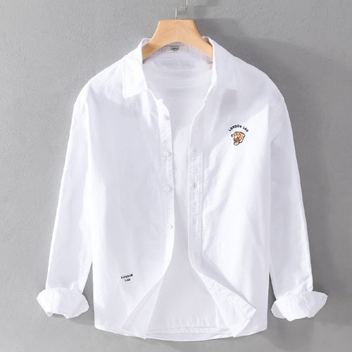 Herren Leichtes Baumwoll-Overshirt im Layering-Look mit Logostickerei und Kentkragen Nord Taschen