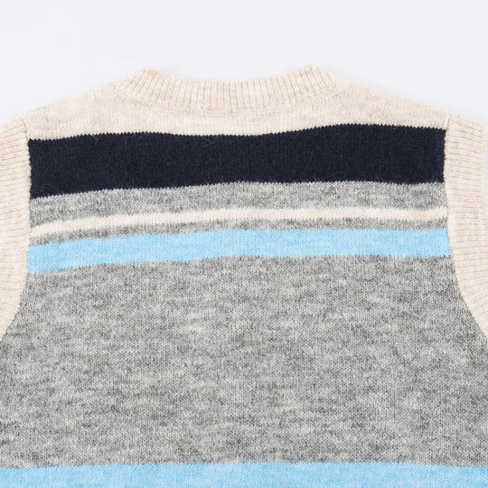 Damen Ärmellose Argyle-Strickweste mit durchgehender Knopfleiste und geripptem Saum Nord Taschen