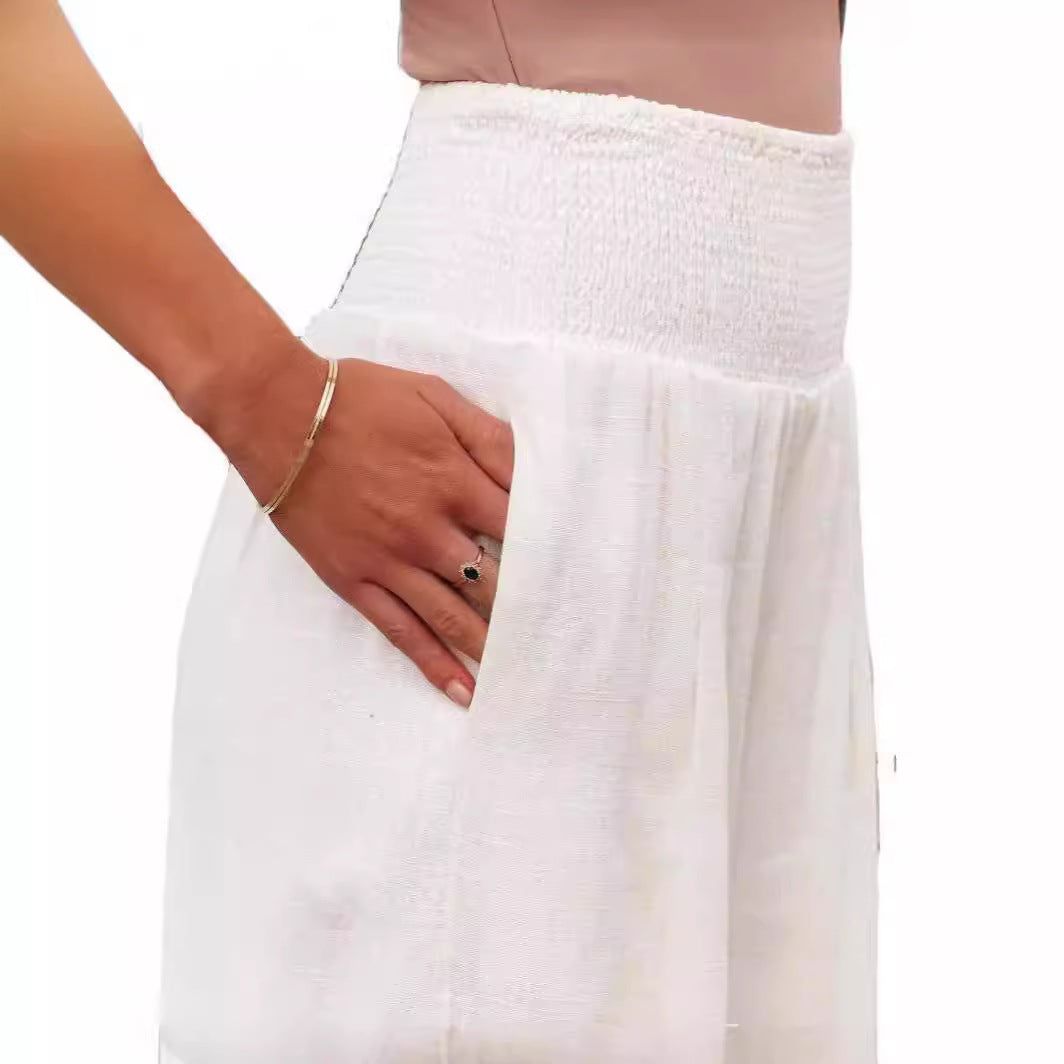 Damen Weite Leinenhose