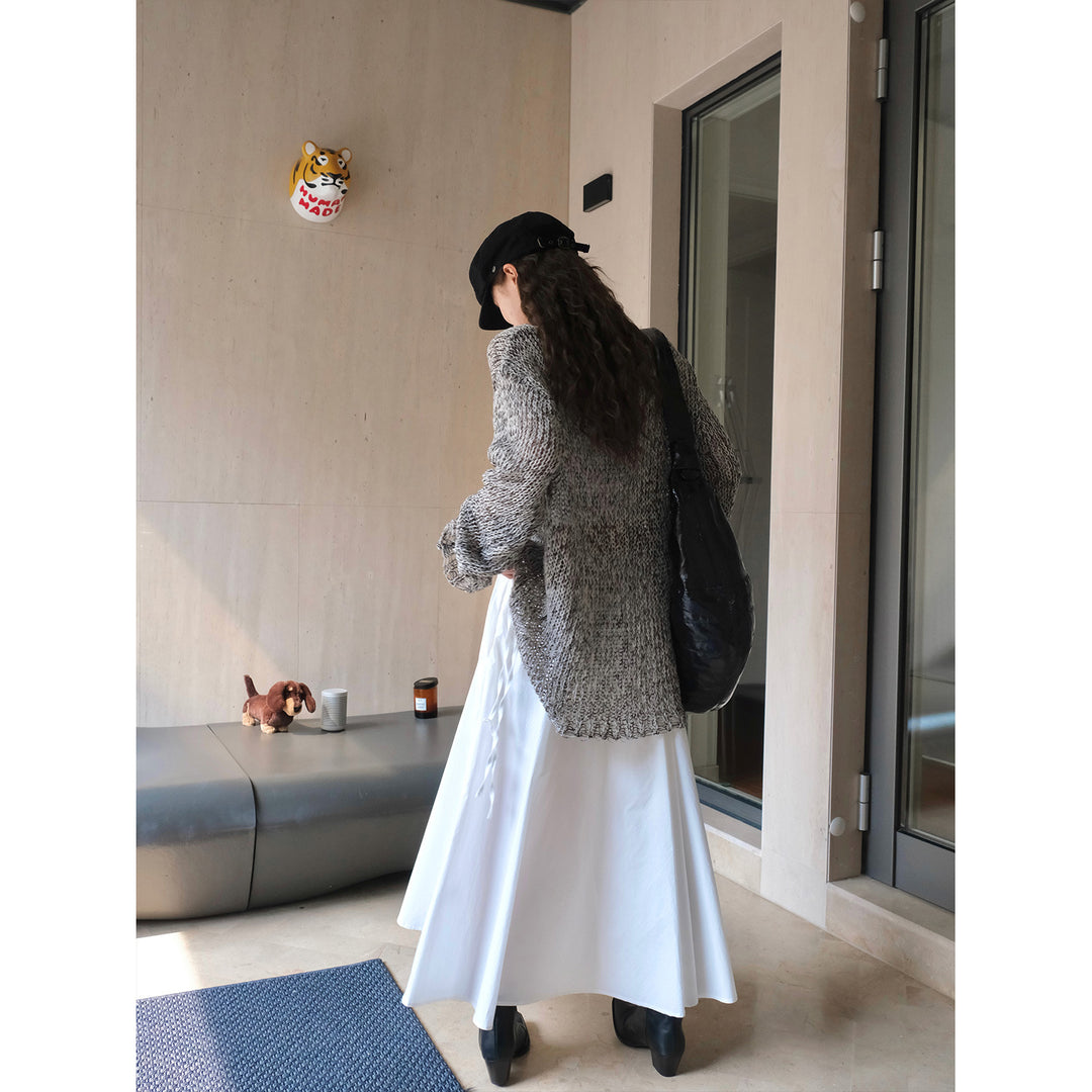 Damen Weicher High‑Waist Maxirock mit Tunnelzug, weitem Fall und fließender Volant‑Silhouette Nord Taschen