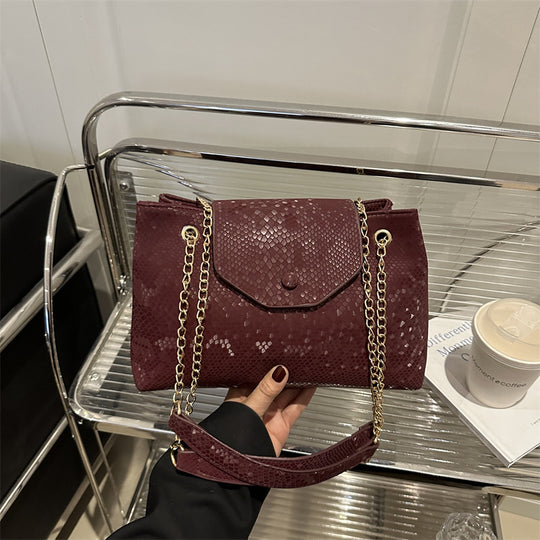 Damen elegante Umhängetasche mit schimmerndem Schlangenprägung Nord Taschen