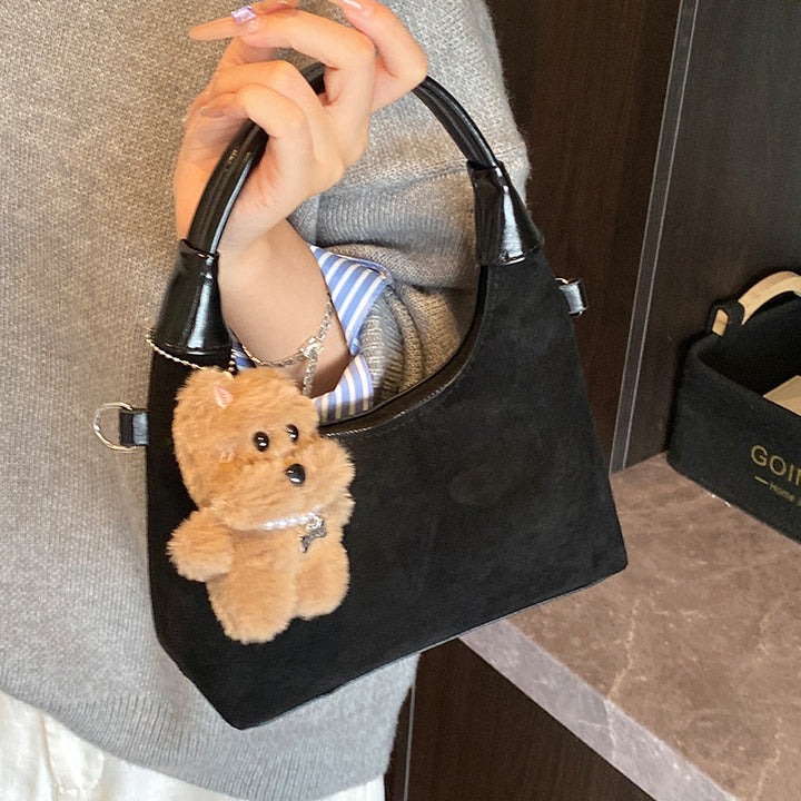 Damen Kuschel Tasche mit abnehmbarem Plüsch Anhänger Nord Taschen