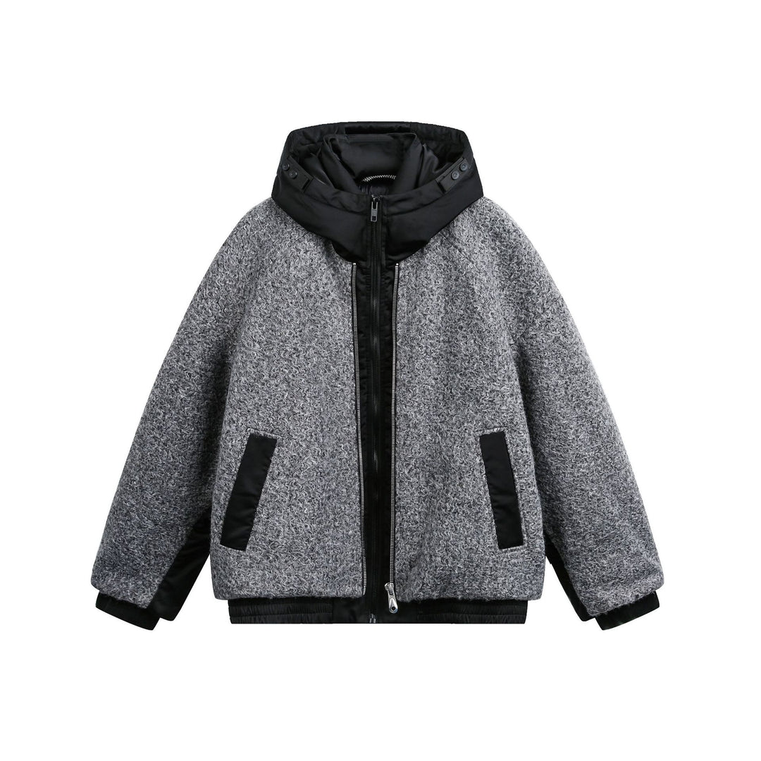 Damen Oversize Wollmix Bomberjacke mit gesteppter Kapuze Nord Taschen
