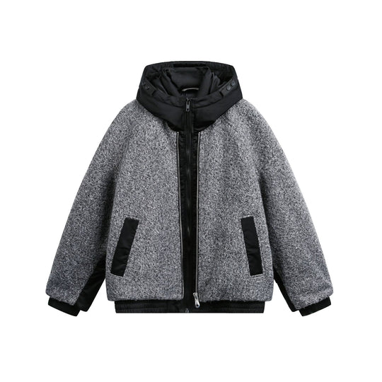 Damen Oversize Wollmix Bomberjacke mit gesteppter Kapuze Nord Taschen