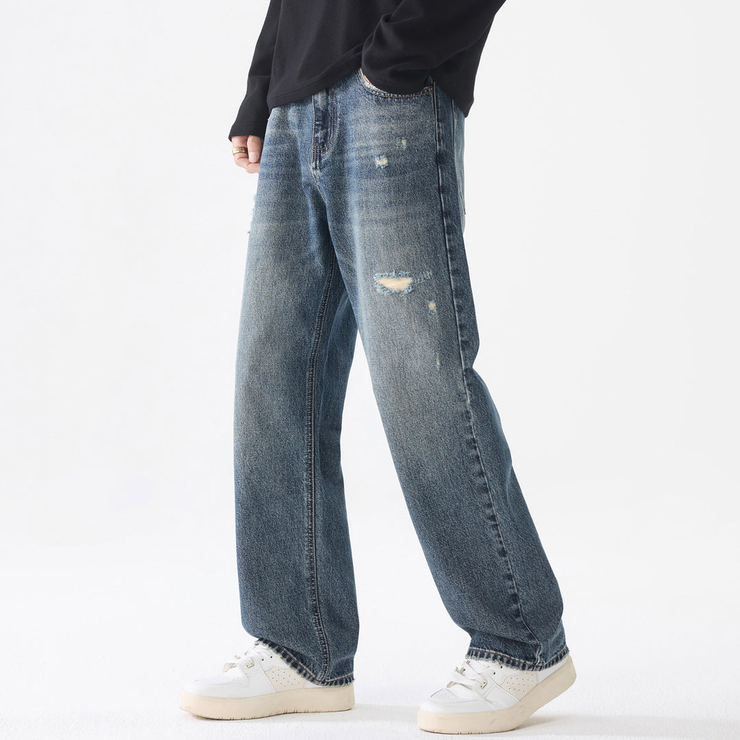 Herren Locker geschnittene Baggy-Jeans aus robustem Denim mit Distressed-Details Nord Taschen