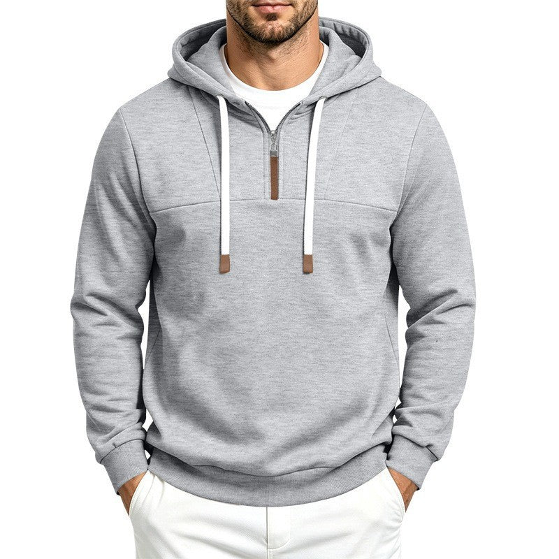 Herren Moderner Halbzip-Hoodie aus French Terry mit Zierriegel und Kordelzug Nord Taschen
