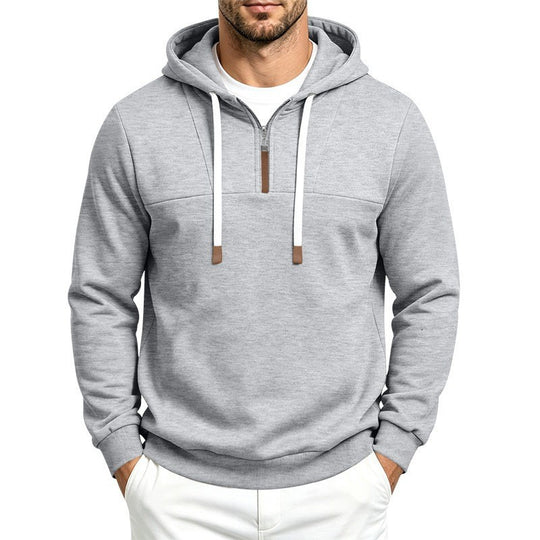 Herren Moderner Halbzip-Hoodie aus French Terry mit Zierriegel und Kordelzug Nord Taschen