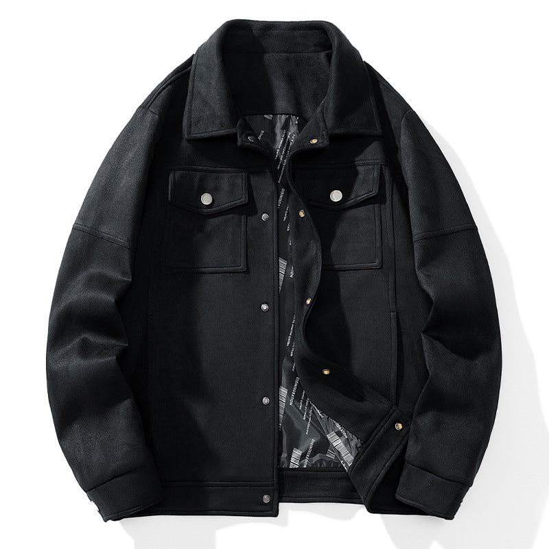 Herren Wildlederoptik Truckerjacke mit gesteppter Innenfütterung und Pattentaschen Nord Taschen