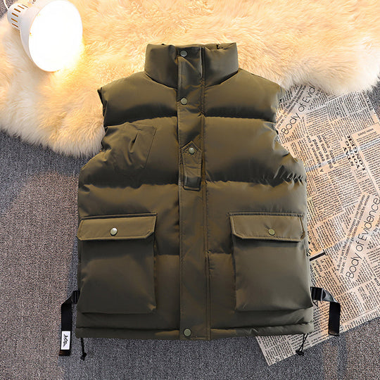 Herren wattierte Steppweste mit Utility‑Taschen, Kordelzugsaum & Stehkragen Nord Taschen