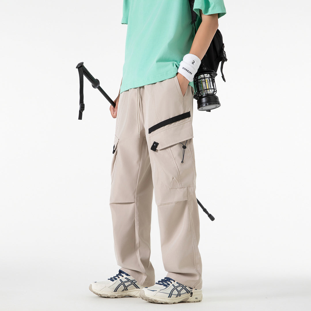 Herren Weite Utility-Cargo-Hose mit Tunnelzugbund, Multifachtaschen und verstellbaren Beinabschlüssen Nord Taschen