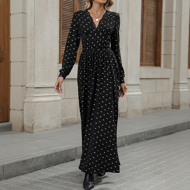Damen Elegantes Maxikleid mit Spitze und Rüschen Nord Taschen