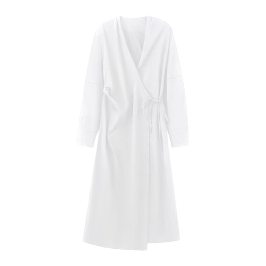 Damen Wickel‑Midikleid mit V‑Ausschnitt und Bindegürtel Nord Taschen