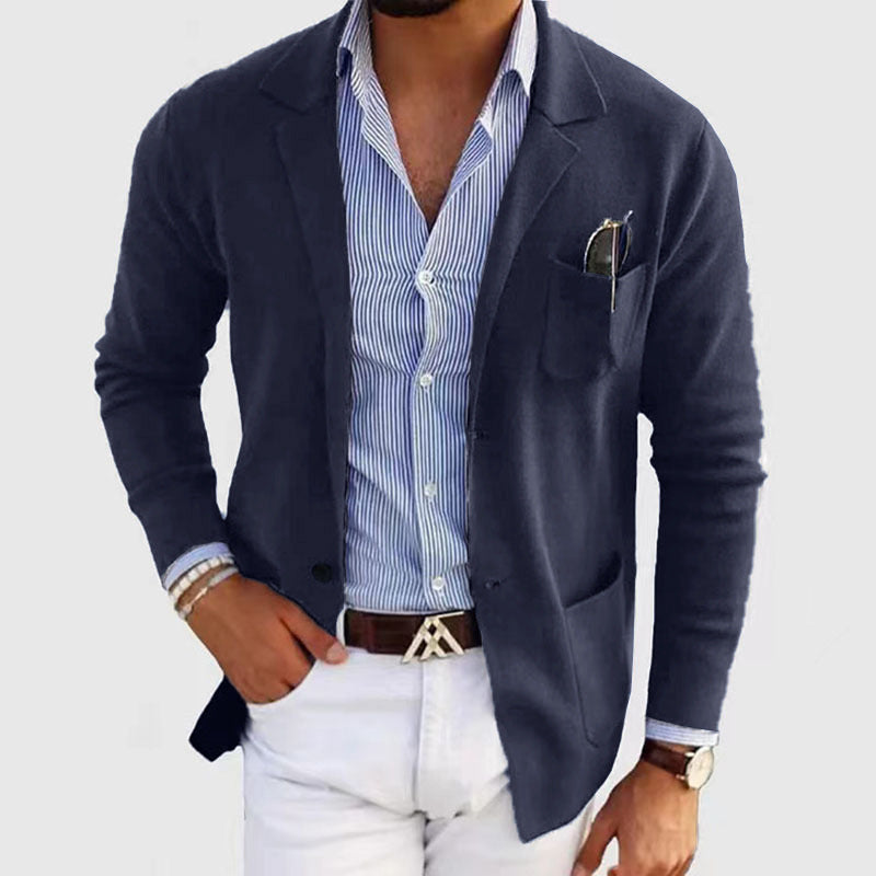 Herren lässiger Strickblazer mit praktischen Taschen und bequemer Passform