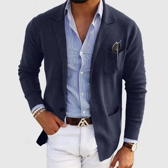 Herren lässiger Strickblazer mit praktischen Taschen und bequemer Passform
