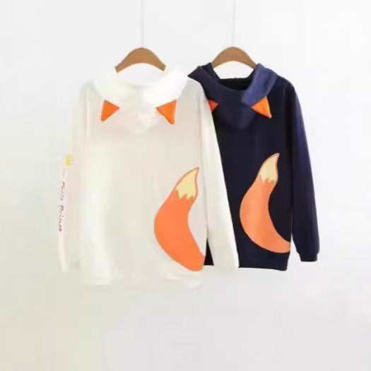 Damen Kapuzenpullover mit Fuchs-Ohren und Schwanz-Print Nord Taschen