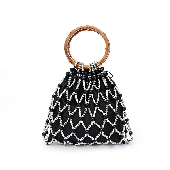 Damen Handtasche mit stilvollem Perlen-Design und nachhaltigem Bamboo-Griff Nord Taschen