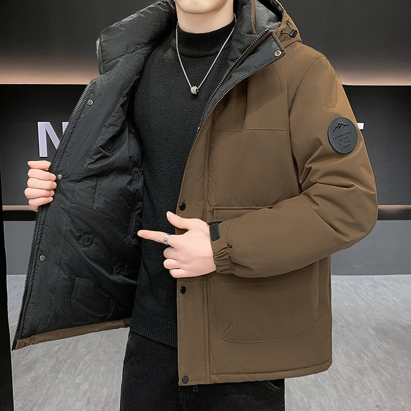 Herren Wattierter Kurzparka mit Kapuze winddicht wasserabweisend und Multifunktionstaschen Nord Taschen