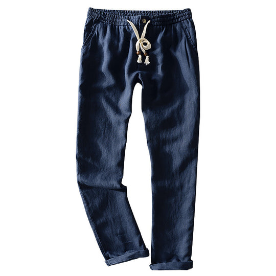 Damen Leinenhose mit elastischem Bund, Tunnelzug und geradem Bein Nord Taschen