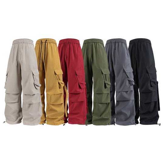 Herren Baggy‑Cargo‑Hose mit modularen Klappfächern, Band‑Details und Kordelbund Nord Taschen
