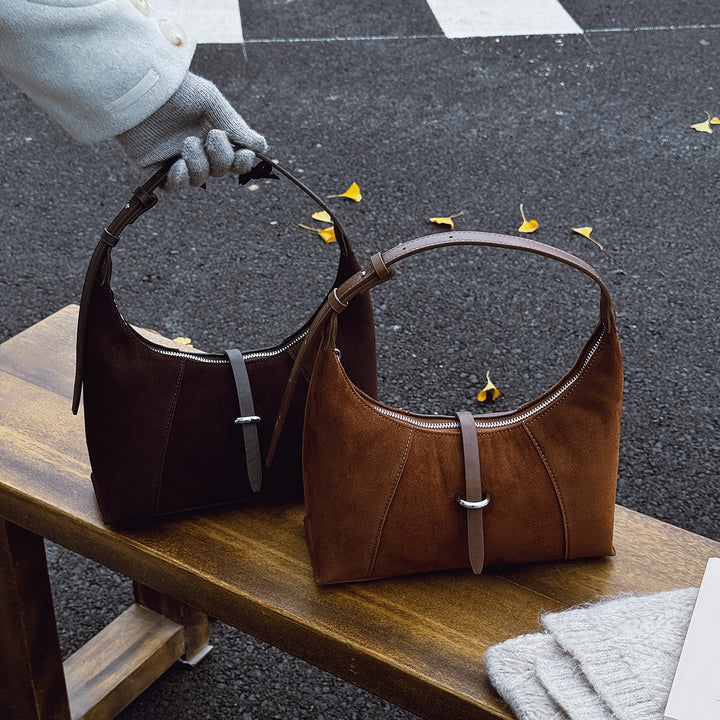 Damen hochwertige Hobo-Tasche aus Veloursleder Nord Taschen
