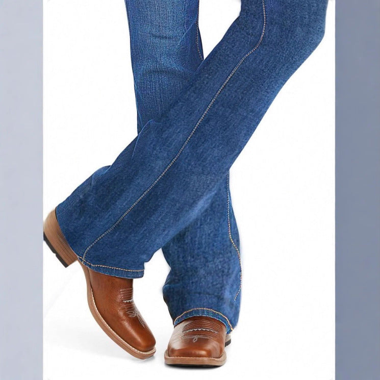 Damen Bootcut-Jeans mit leicht ausgestelltem Bein und figurformendem Stretch Nord Taschen