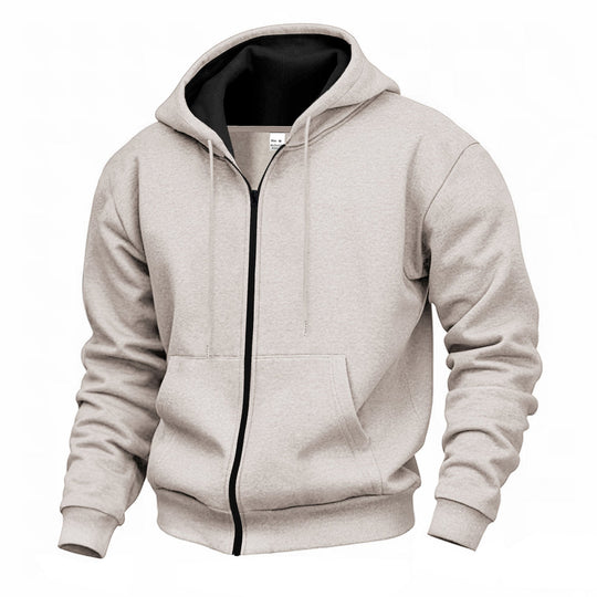Herren Premium Kapuzenjacke mit durchgehendem Reißverschluss und weichem Fleece-Futter - Vittorelli