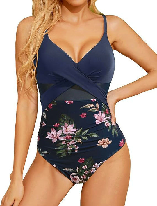 Damen Hochwertiger Einteiler Badeanzug mit trendigen Cut-Out-Details