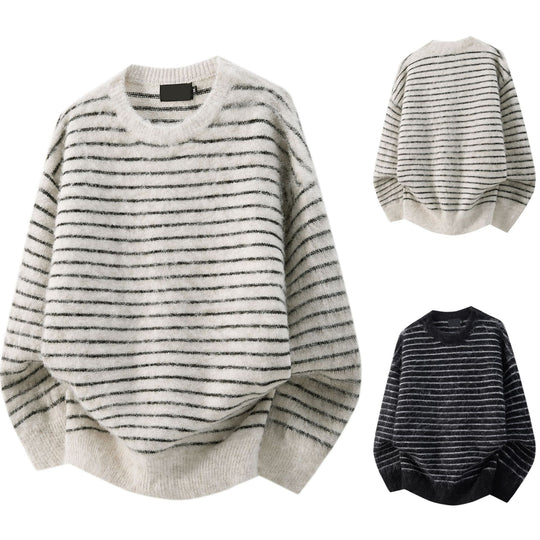 Damen Lässiger Strickpullover mit Streifen Nord Taschen