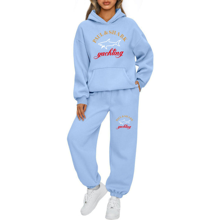 Damen oversized Hoodie und Jogginghose Set mit Kapuze Kängurutasche und gerippten Bündchen Nord Taschen