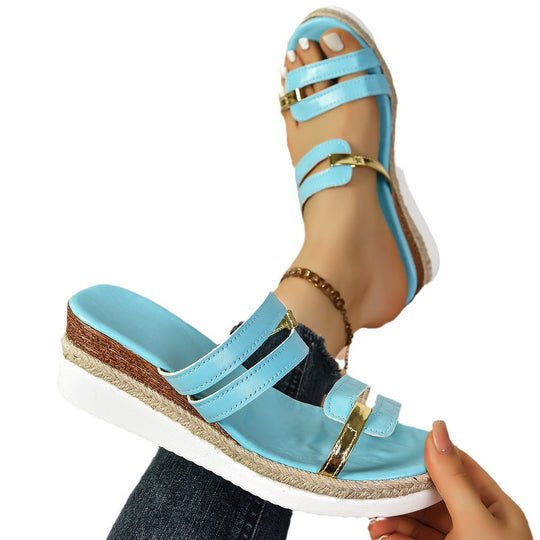 Damen Wedge-Sandalen mit eleganten Riemen und verstellbarem Schnallenverschluss Nord Taschen
