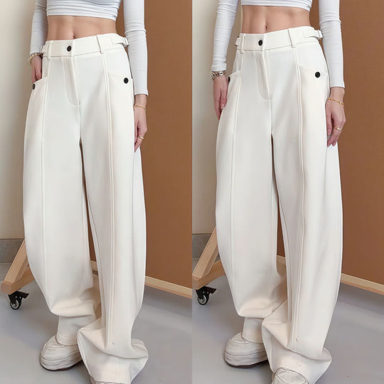 Damen Modische Weitgeschnittene Hochbundhose Nord Taschen