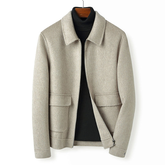 Herren Wollmix-Übergangsjacke mit Stehkragen, Reißverschluss und Pattentaschen Nord Taschen