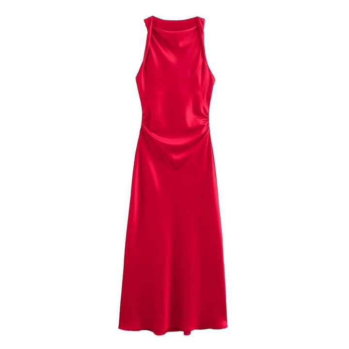 Damen elegantes Sommerkleid mit fließendem Schnitt und charmanten Rüschendetails