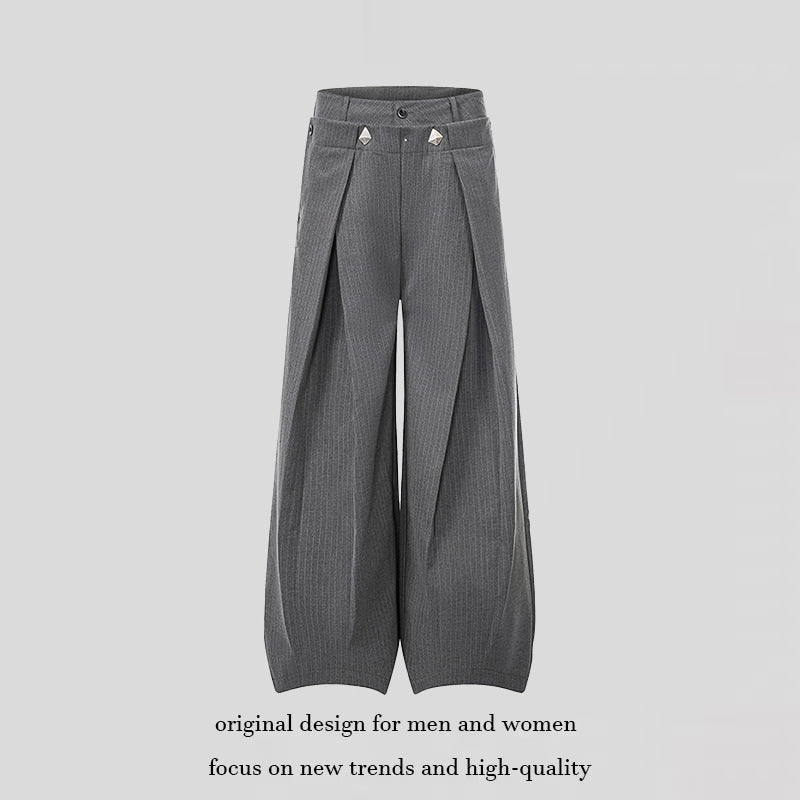 Damen Weite High-Waist Culotte-Hose mit markanter Faltenlegung und Zierknopf-Details Nord Taschen