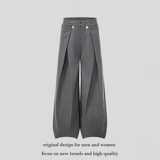 Damen Weite High-Waist Culotte-Hose mit markanter Faltenlegung und Zierknopf-Details Nord Taschen