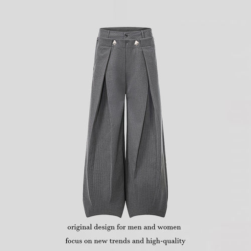 Damen Weite High-Waist Culotte-Hose mit markanter Faltenlegung und Zierknopf-Details Nord Taschen