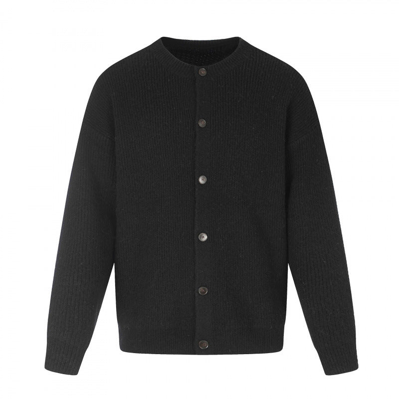 Unisex Boxy-Strickjacke mit Rundhalsausschnitt, durchgehender Knopfleiste und feiner Waffelstruktur Nord Taschen