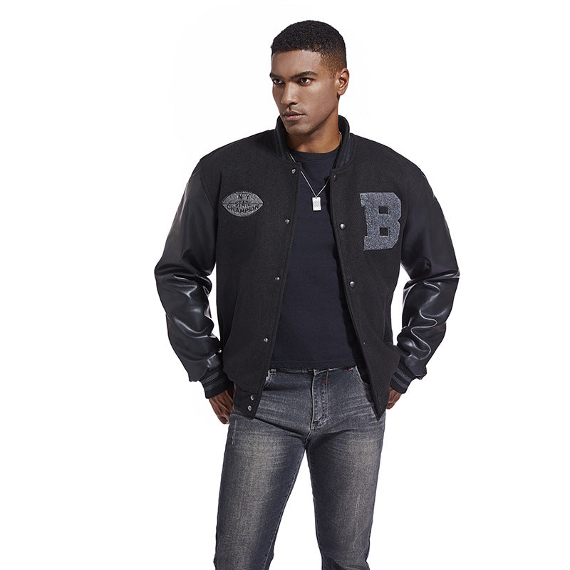 Herren Collegejacke aus Wollmix mit verstärkten Lederärmeln Nord Taschen