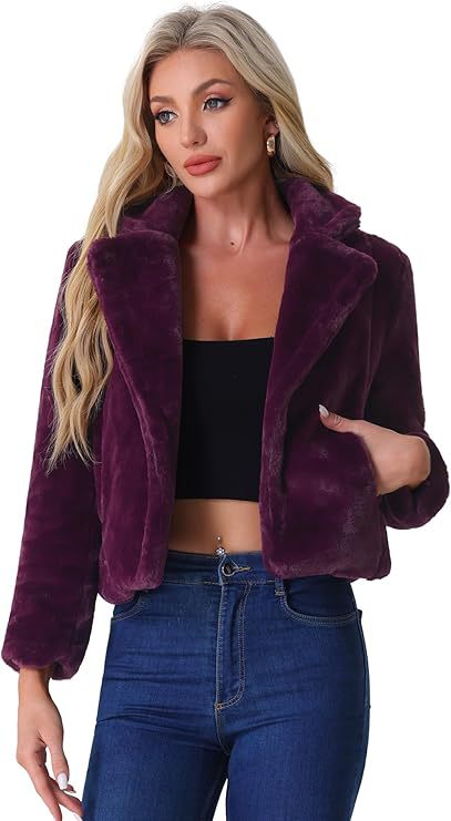 Damen Kurzblouson aus samtigem Faux‑Fur mit fallendem Revers und figurfreundlichem Cropped‑Schnitt Nord Taschen