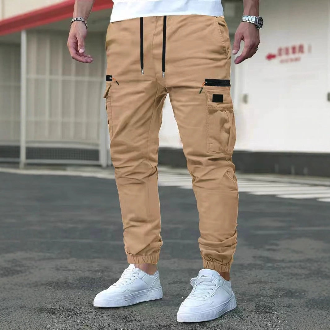 Herren Tapered Cargohose im Joggerstil mit Elastikbund, Tiefer Schritt‑Tasche & Reißverschlusstaschen Nord Taschen